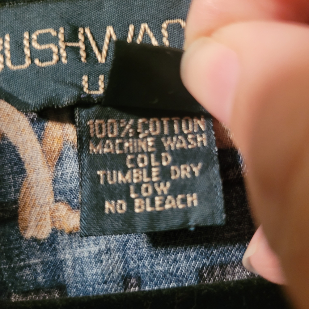 Vintage Bushwacker Women's Blue Green Plaid Gold Crest Button Down Shirt Size L - Picture 5 of 6